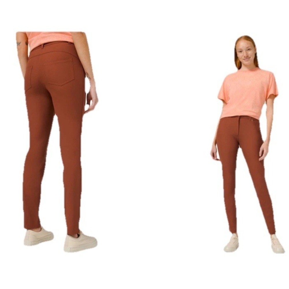 Lululemon Womens City Sleek 5 Pocket Pant 7/8 Size‎ 6 Terracotta Orange